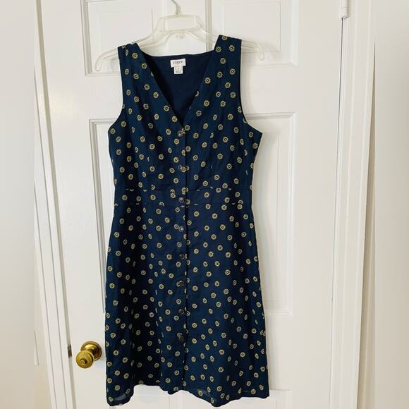 J Crew Vneck Button Front Dress in Cotton Linen - Picture 3 of 6